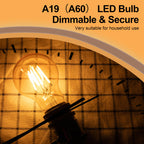 runquiz 2700K Warm Light Edison Bulbs, Vintage Warm Yellow A19 Edison Bulb, Dimmable Amber Led Soft Light Bulbs, Old Style Retro Filament Bulb, 4 Watt, 6 Pack, E26 Base