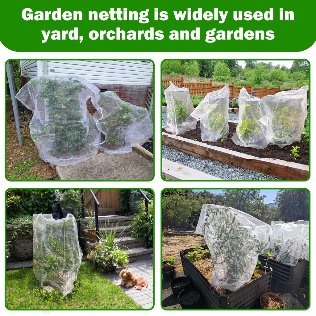 2 PCS Large Fruits Tree Netting Cover for Garden, 6.6 x 8.2 ft Insect Bird Barrier Deer Netting Cover Bag with Drawstring Garden Plant Netting for Tomato Blueberry Bush Netting Covers