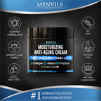Mens Face Moisturizer Cream - Anti Aging & Wrinkle Cream - Face Moisturizer For Men with Collagen, Retinol, Peptides, Jojoba Oil - Facial Skin Care & Eye Lotion - Day & Night - 4.2 OZ
