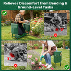 Zelurelle Garden Kneeler and Seat with 2 Tool Pouches for Gardening Work