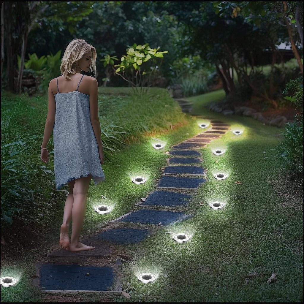 INCX Solar Ground Lights,16 Pack Solar Lights Outdoor Waterproof, Solar Garden Lights Landscape Lighting for Patio Pathway Lawn Yard Deck Driveway Walkway, Cold White