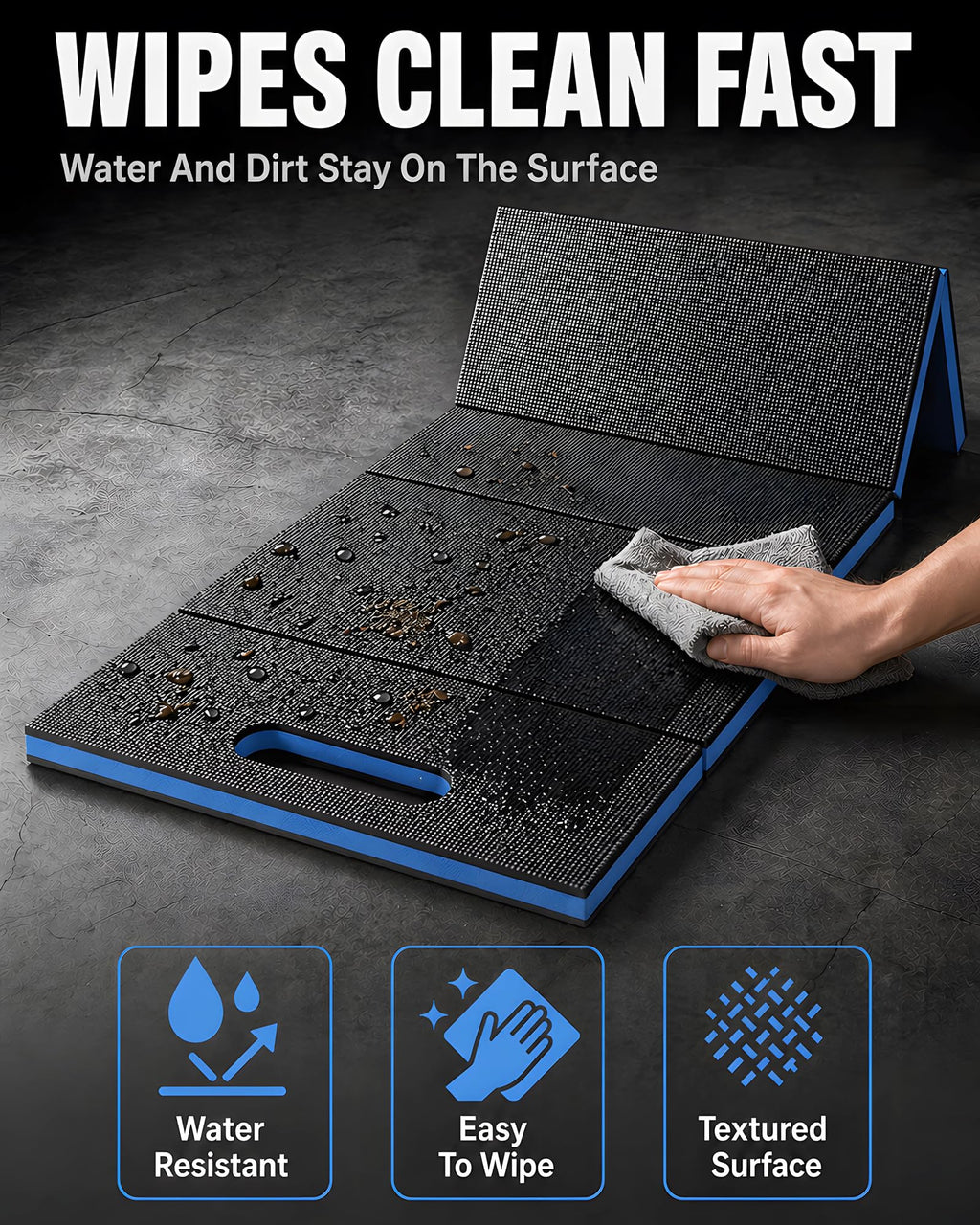 Sevenjungle Folding Kneeling Pad, 1 Inch Thick Compact Mechanic Mat, Blue