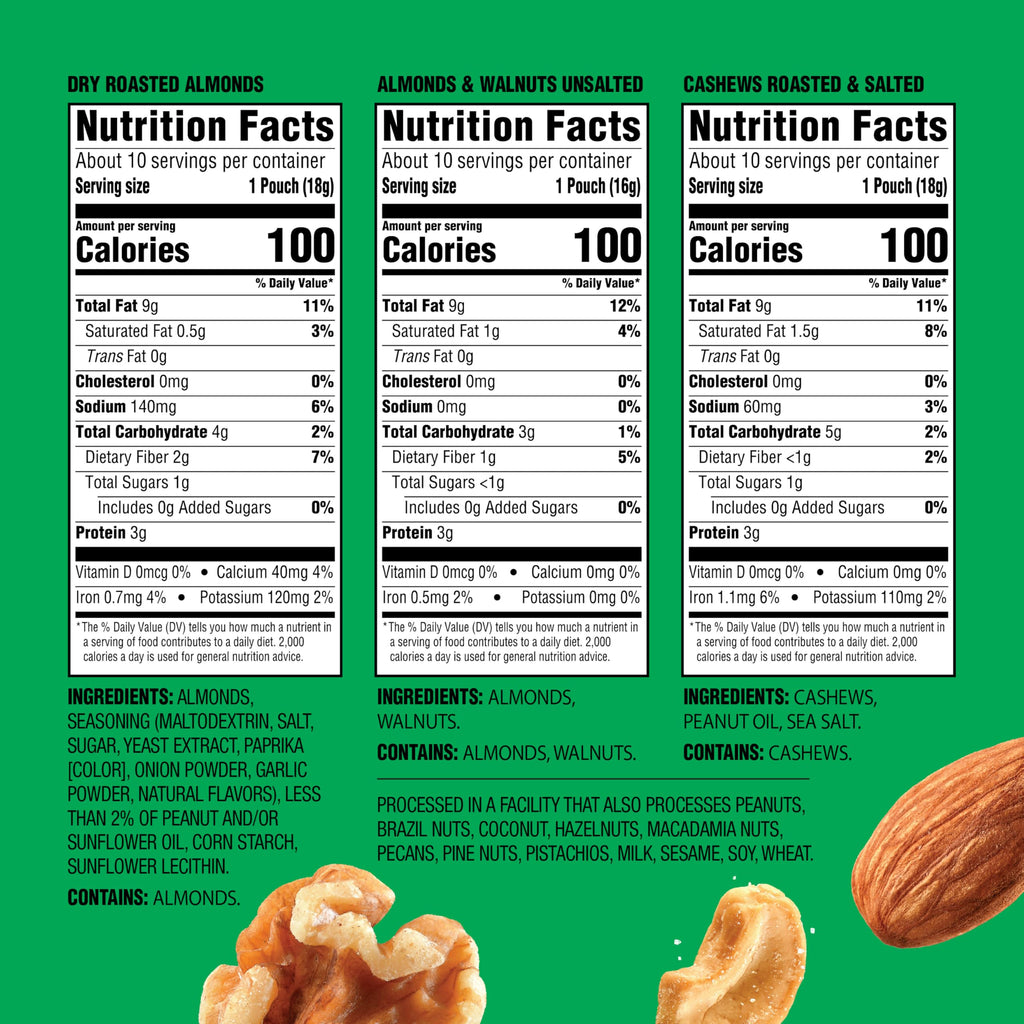 Emerald Mixed Nuts Variety Pack, 100-Calorie Snack Packs, 18 Count