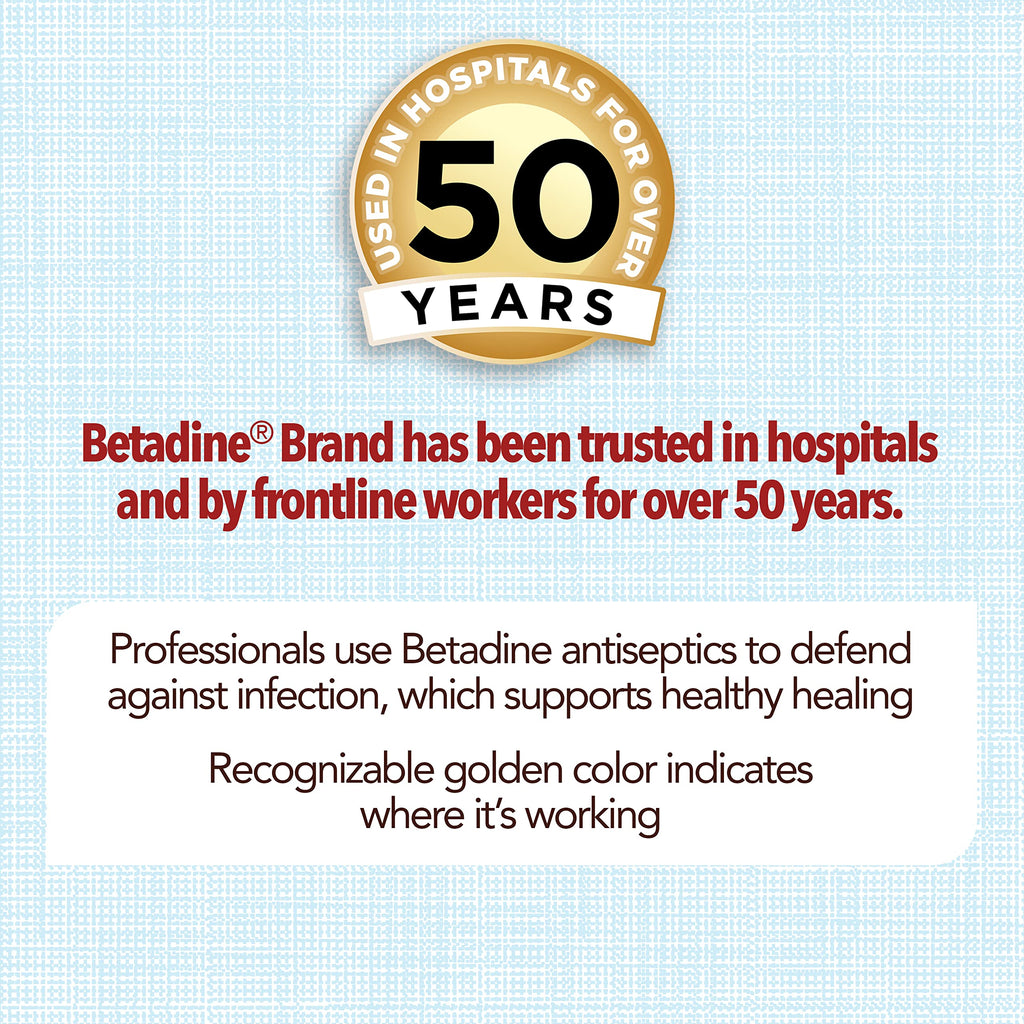 Betadine Antiseptic Povidone Iodine Solution 8 Fl Oz, Pack of 2, Kills Germs in Minor Cuts/Scrapes/Burns, Povidone Iodine Liquid, No Sting, No Alcohol or Hydrogen Peroxide