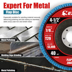 EZARC Zirconia Flap Discs 60 Grit, 4-1/2 x 7/8-Inch, Type 29, 50-Pack
