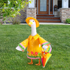 DECOHS 3 Pcs/Set Raincoat Porch Goose Outfits, Summer Lawn Goose Statue Raincoat Costume, Yard Goose Clothes Raincoats Umbrella Hat Outfit for 23" Statue Patio Garden Decoration (Yellow)