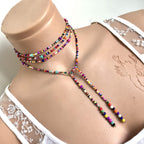 Colorful Bead Necklace, Long Tie Choker, Wrap Necklace, Wrap Seed bead, Lariat Necklace, Christmas Gift Woman, Wrapped Beaded Choker