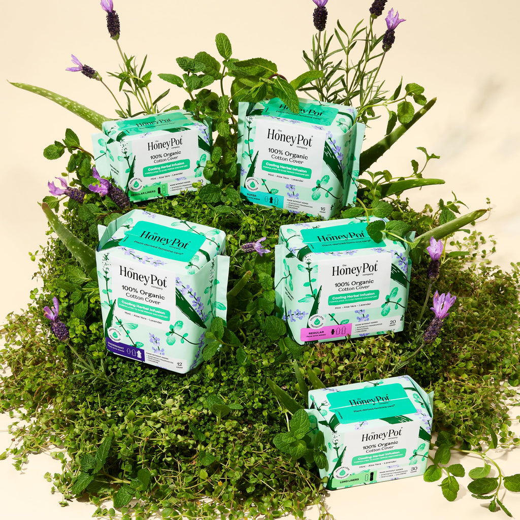 The Honey Pot Company - 48 ct - Herbal Pads for Women - Overnight w/Wings - Infused w/Essential Oils for Cooling Effect & Organic Cotton Cover - Feminine Care