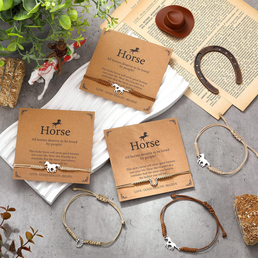 Ecation 30 Sets Horse Bracelets Gift Horseshoe Party Favors for Horse Lover