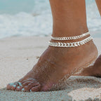 Funsanny Sterling Silver Ankle Bracelets for Women Layered Silver Anklets
