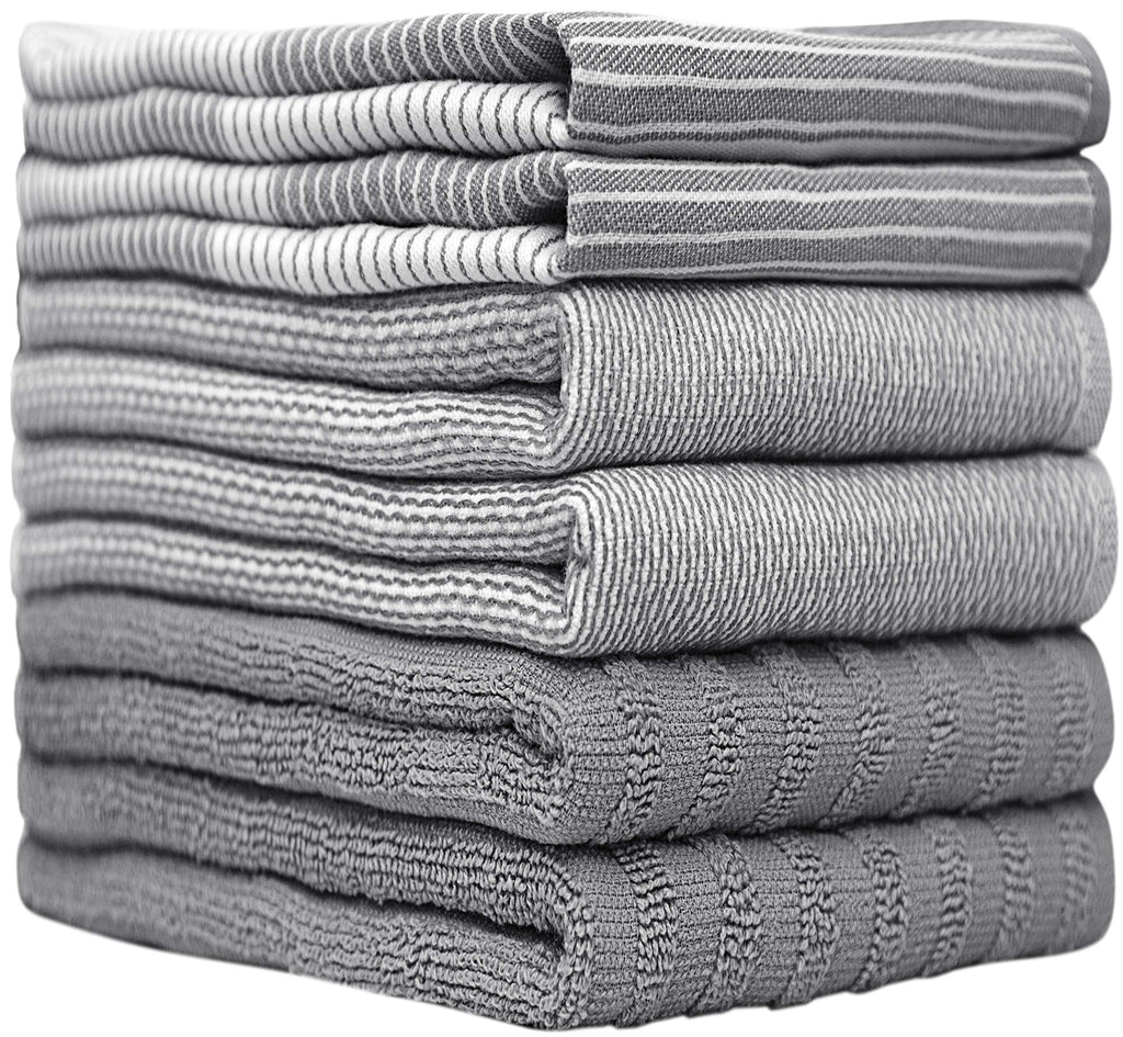 Premium Kitchen Towels 6 Pack 100% Cotton, 20"x28" Dish Towels - Grey