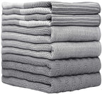 Premium Kitchen Towels 6 Pack 100% Cotton, 20"x28" Dish Towels - Grey