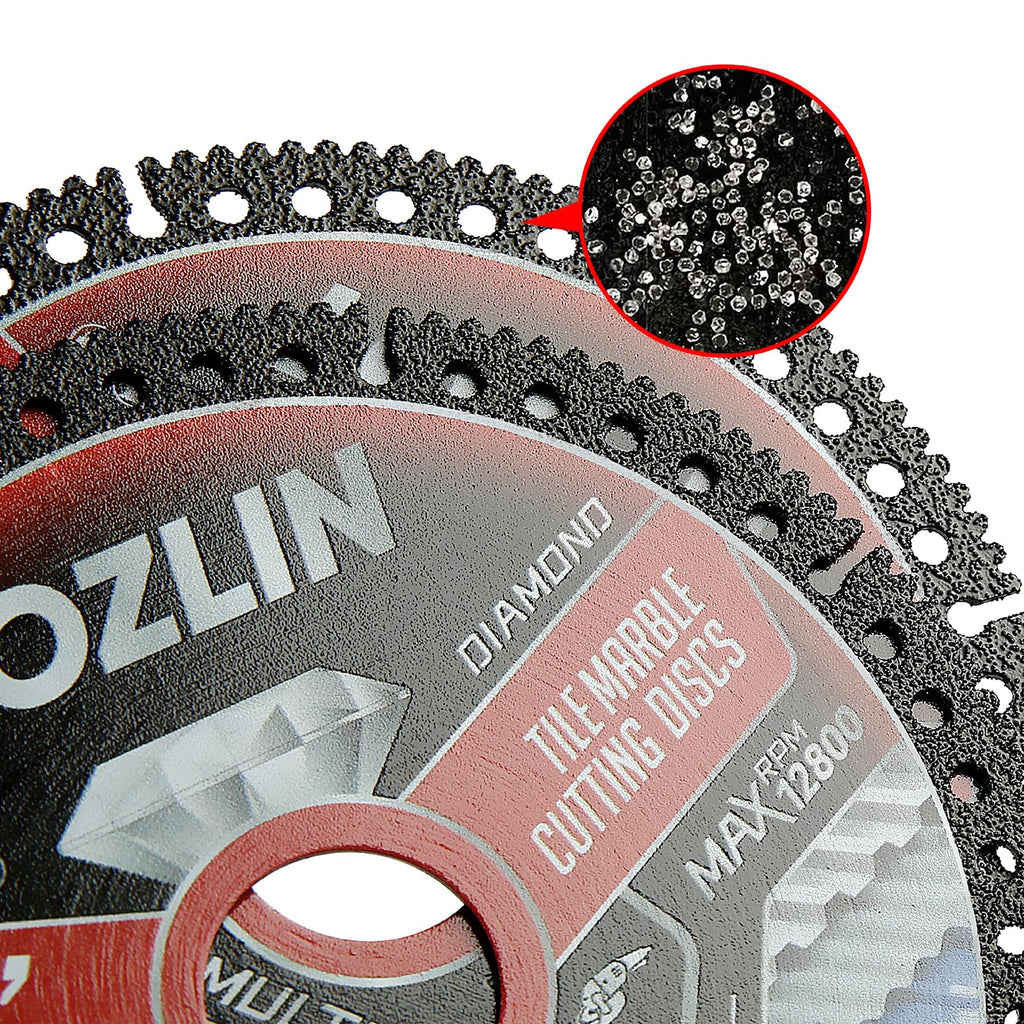 LOZLIN Diamond Blades 3PCS 4.5" Diamond Blade for Tile Cutting - No Chipping Ultra-Thin Dry Cut Blade - Fits Angle Grinder for Marble, Ceramic, Porcelain Tile (Diamond grit 60–70)