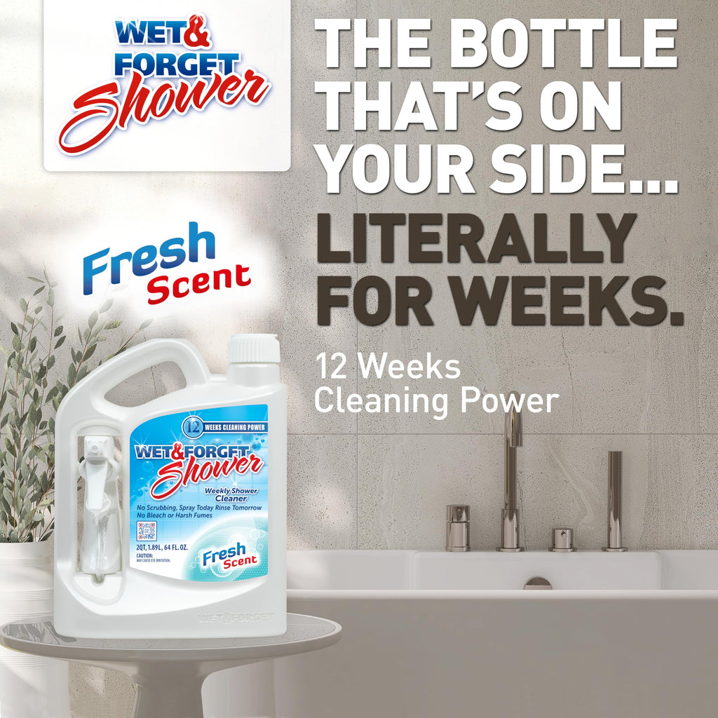 Wet & Forget Shower Cleaner Spray Multi-Surface Weekly Application Requires No Scrubbing, Bleach-Free Formula, Ready to Use, Fresh Scent, 3 Months of Cleaning, 64 Fluid Ounces, 1 Pack