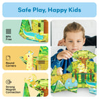 PicassoTiles Magnet Tile Building Block Safari Themed Set with 8 Compatible Magnetized Animal Action Figures Build Blocks Toddler Creativity Toys STEAM Educational Learning Skills Ages 3+ PTQ12