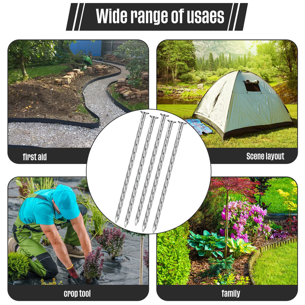 Nuenen 225 Pack 6 Inch Spiral Metal Landscape Spikes Artificial Turf Stakes Galvanized Grass Nails Heavy Duty Landscape Edging Anchoring Spikes for Artificial Turf Weed Barriers Paver Carpentry Tent