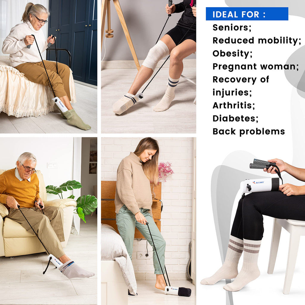 Compression Sock Aid -Sock Aids for Putting On Socks-Assistant Device No Bending-Hip Kit-Disability Aids for Elderly & Pregnant-Sock Helpers for Seniors with Arthritis-Sciatica