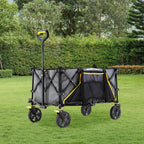 Gorilla Carts Collapsible Folding Outdoor Utility Wagon, 7 Cu Ft Oversized Bed, 150 lb Load Rating, Gray – Foldable Rolling Cart w/ Pockets & Cup Holders for Beach, Camping, Sports or Picnic