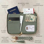 Beautiful Passport Holder And Travel Wallet with Wristlet Strap