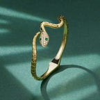 BISAER Original Open Bangle Bracelets for Women, Snake Bracelet Adjustable Chunky Gold Bracelet Snake Jewelry Gifts