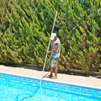 Mowend 10.5 Foot Aluminum Telescopic Swimming Pool Pole - 8 Adjustable Connecting Sections, Expandable Step-Up Length - Attach Connect Skimmer Nets, Rakes, Brushes, Vacuum Heads, Maintenance