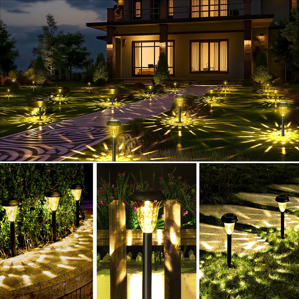 GIGALUMI 12 Pack Solar Light Outdoor Waterproof, Warm White Pathway Lights Solar Powered, Landscape Lighting, Garden Lights for Decor, Patio, Garden, Yard, Pathways, Walkway