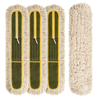 4-Pack 36'' Universal Microfiber and Cotton Mop Pads – Loop End - Easy Zipper - Compatible with Industrial Dust Mops – Reusable Replacement Heads for Commercial Floor Cleaning & Janitorial Supplies