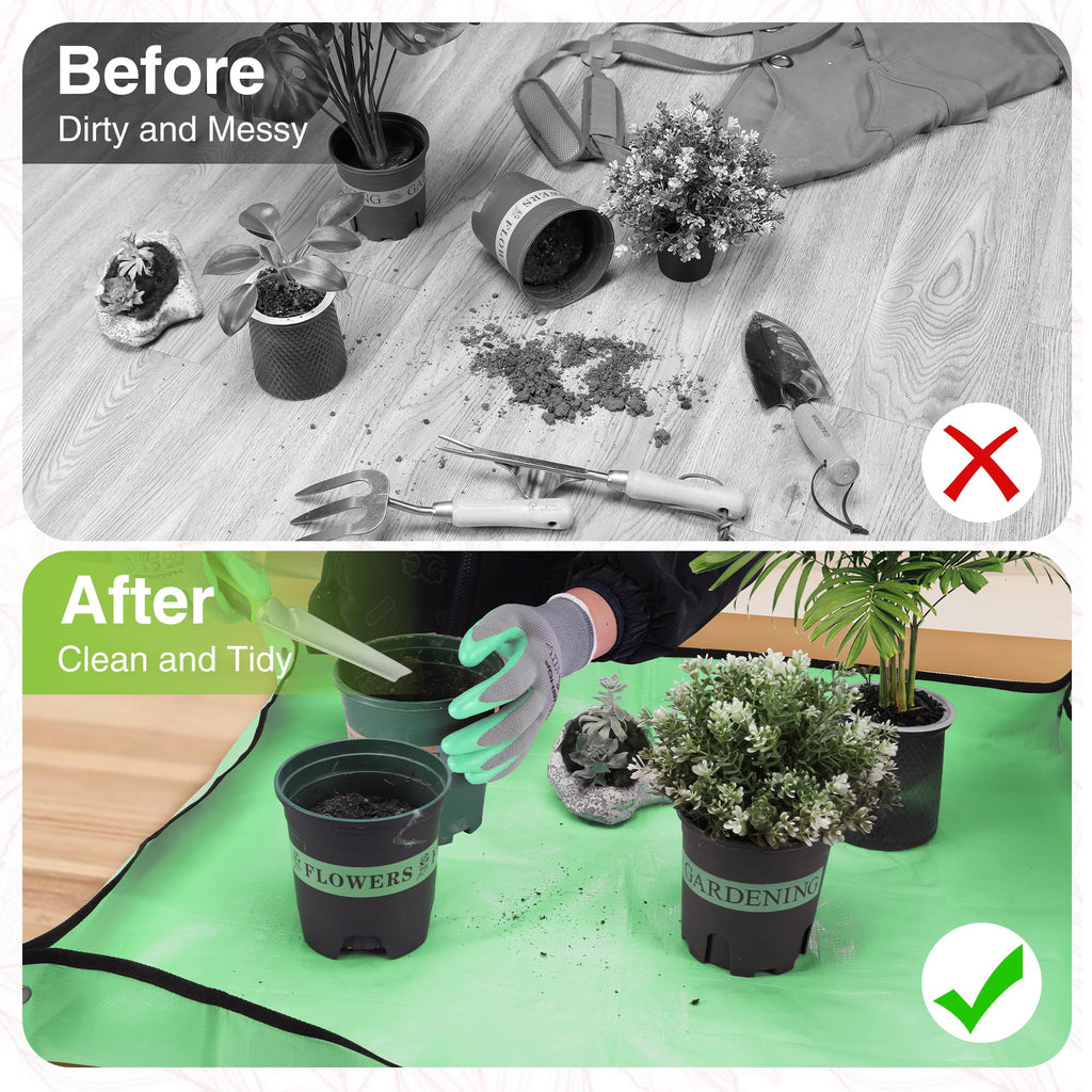 WORKPRO 5-Piece Aluminum Garden Tool Set with Repotting Mat