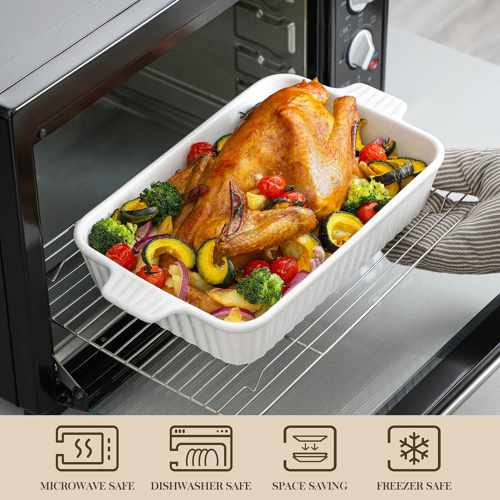 MALACASA Casserole Dishes for Oven, Ceramic Baking Dishes Set of 4, White