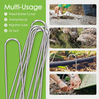 FAAYUCK 12 Inch Landscape Staples, 12/25/50/100 Pack Galvanized Garden Stakes, Heavy Duty 8 Gauge U-Shaped Ground Stakes for Weed Barrier Fabric, Irrigation Tubing, Fence, Outdoor Decorations