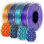 SUNLU Silk PLA+ Filament 1.75mm Multicolor 250gx4, Silky Glossy PLA Plus 3D Printer Filament Bundle for Bambu Lab 3D Printers, Red Gold+Blue Green+Red Blue+Green Purple