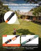 VEVOR Manual Pole Saw, 7.3-27 ft Extendable Tree Pruner, Sharp Steel Blade High Branches Trimming, Manual Branch Trimmer with Lightweight 8 Fiberglass Handles, for Pruning Palms and Shrubs
