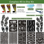 XWGLFT 191 Pcs Temporary Tattoo Stencils Kit, 6 Cones (2Black,2Brown,2Red)