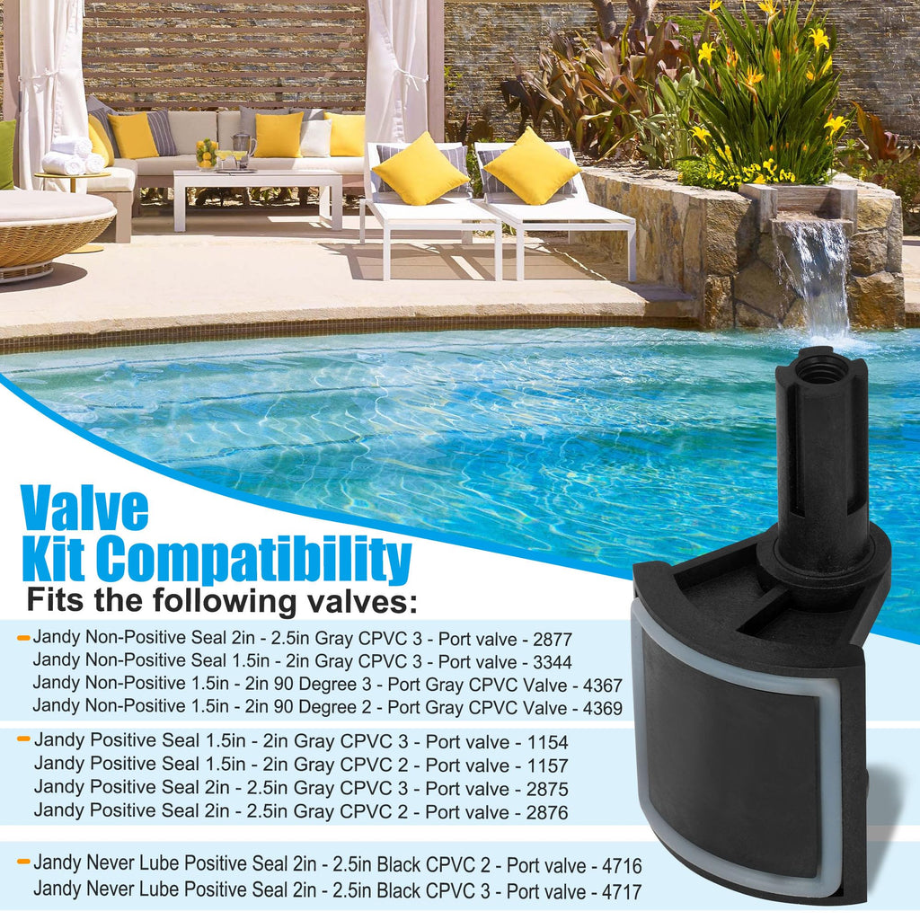 NURATIT 2-Port/3-Port Pool Valve Rebuild Kit Compatible with Jandy 2-way/3-way 4716, 4717 Valves, and Jandy Gray Series Valves, Includes Handle 7433, Valve Cover 4606, Diverter Valve 4720 (1 Pack)