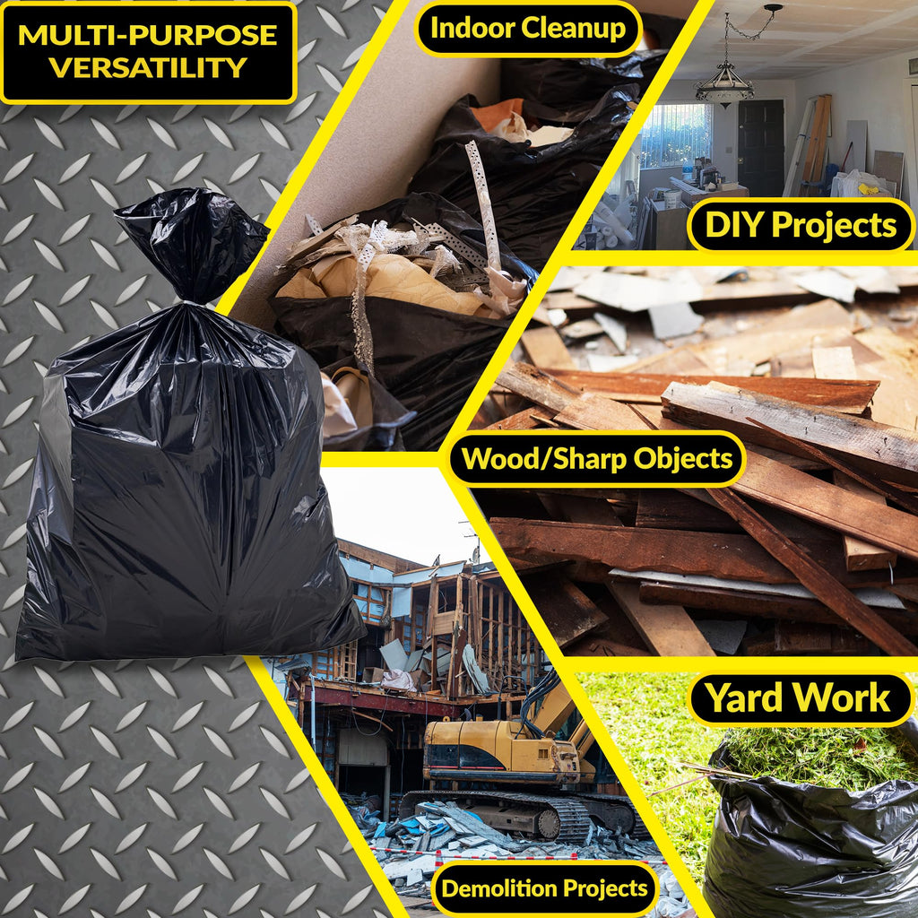 Reli. Contractor Garbage Bags 55 Gallon | 20 Trash Bags | Heavy Duty | Black Contractor
