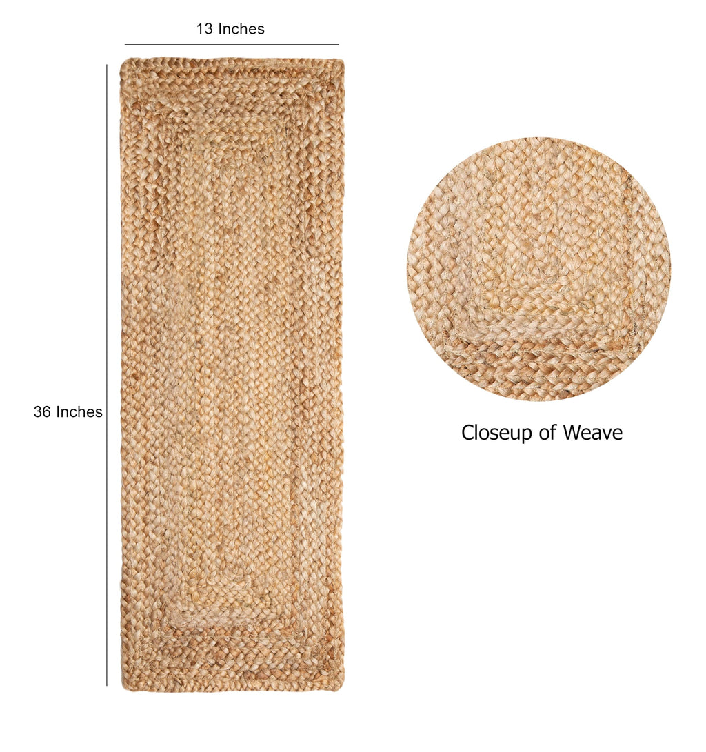 COTTON CRAFT Jute Braided Table Runner - 13x36 inches Natural Table Runner