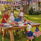 Flying Childhood 4th of July Porch Goose Outfit, 23’’ Lawn Goose Statue Uncle Sam Patriotic Geese Costume, Independence Day Yard Goose Clothes for Garden Patio US 250th Anniversary Decoration