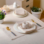FINGERCRAFT Lace Cloth Napkins, Cotton Linen, 12 Pack, 20x20 Inch, Ivory