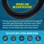 U.S. Pool Supply 8 Foot Heavy-Duty Above Ground Pool Hose, 1.5" - Black Replacement Filter Connecting Hose, Flexible Spiral Wound EVA - Compatible with Intex for Pool Filter Pumps - Skimmer Pump