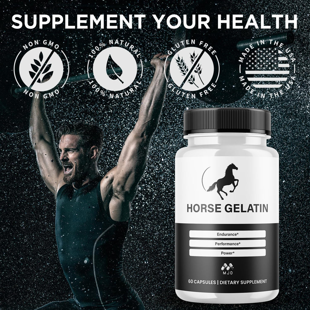 (2 Pack) Horse Gelatin Capsules,Official HorseGelatin Pills for Men with All Natural Ingredients,Maximum Strength Supplement with Premium Vitamins Supporting Optimal Wellness and Health (120 Capsules)