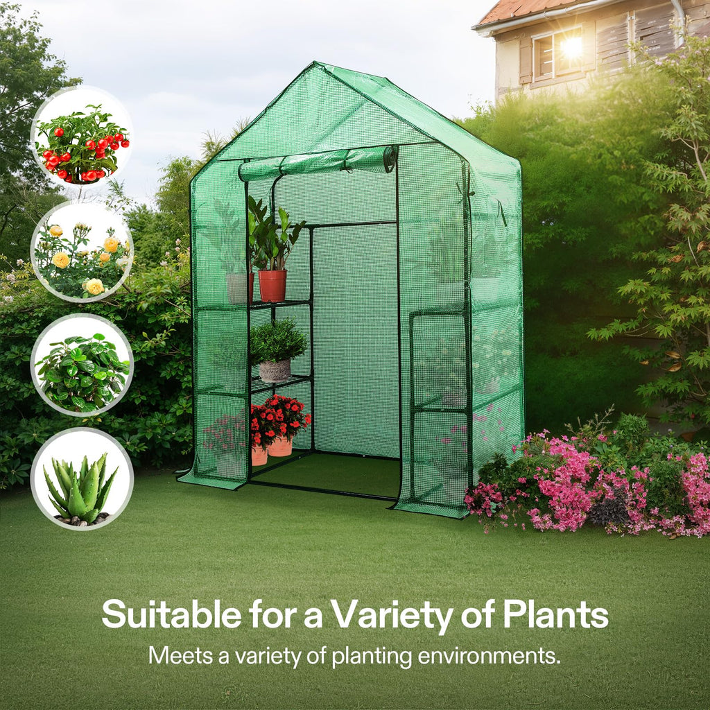 VIVOSUN 57 x 29 x 77-Inch Mini Walk-in Greenhouse with Windows, Shelves and Anchors, Plant Garden Hot House