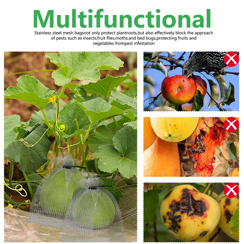 20 Pcs 8 x 12 Inch Stainless Steel Fruit Protection Bag, Wire Cover Bag