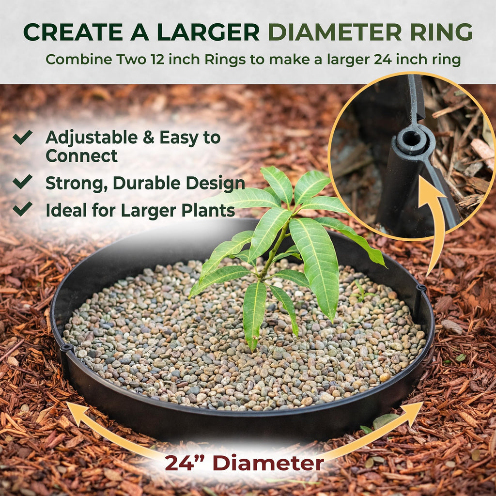 12 Inch Wrap-Around Adjustable Planting Grow Rings | 3 Pack | Brown | Install Around Existing Plants | Square Foot Gardening | Trimmer Protection and Mulch Barrier | Heavy Duty | Made in USA
