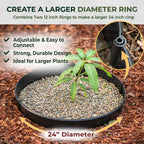12 Inch Wrap-Around Adjustable Planting Grow Rings | 3 Pack | Brown | Install Around Existing Plants | Square Foot Gardening | Trimmer Protection and Mulch Barrier | Heavy Duty | Made in USA