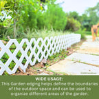 LaLaGreen Garden Edging Border (23x8.5in, 10 Pack) White Plastic Fence
