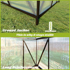 FLY BY YAN 6x6FT Outdoor Polycarbonate Greenhouse with Roof Vent, Dark Gray