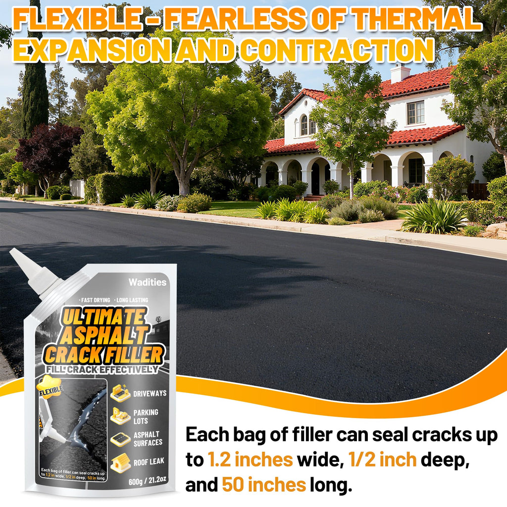 Asphalt Crack Filler, 8LB High Elasticity Cement Crack Filler, Self Leveling Waterproof Repair Sealant for Driveway, Walkway, Blacktop Concrete Joint, Outdoor Quick Drying Sealer - Black