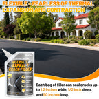Asphalt Crack Filler, 8LB High Elasticity Cement Crack Filler, Self Leveling Waterproof Repair Sealant for Driveway, Walkway, Blacktop Concrete Joint, Outdoor Quick Drying Sealer - Black