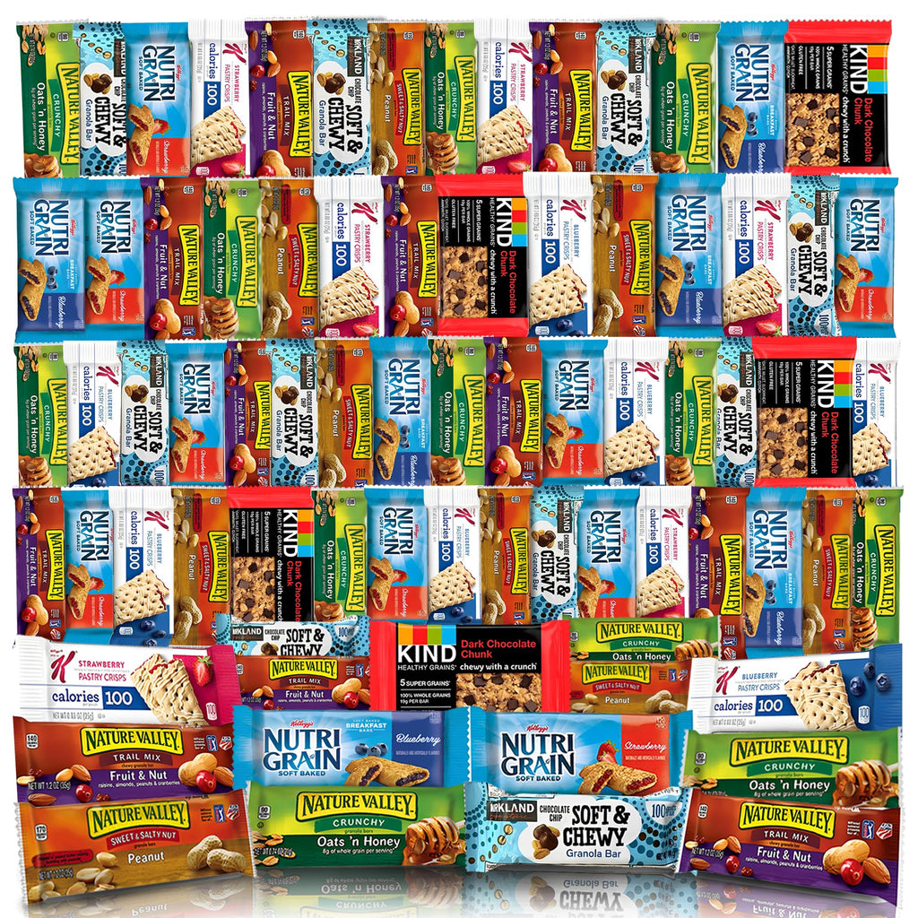 Veratify Healthy Mixed Snack Box (66 Count) Snacks Gift Basket Granola Bars Bulk Variety Grab and Go Men Women Adults Office Work Travel Employee Appreciation School College