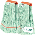 Nine Forty 2-Pack Industrial and Commercial-Grade Looped End Wet Mop Head Refill - Heavy Duty 20 Inch 4-Ply Premium Synthetic Yarn - for Optimal Absorption and Durability - Green (2 Pack, Large)